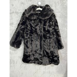 VTG Tissavel France Faux Mink Fur Coat Large Brown Union Made Glam Luxury